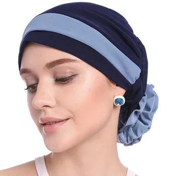 2020 ruožas vidinis hijab kepurės musulmonų skrybėlę turbaną femme musulman turbante pasirengę dėvėti hijab variklio dangčio gėlė indijos headwrap chemo
