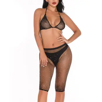 2020 seksualus apatinis trikotažas Moterims erotinio Mini Suknelė China Akių žvejybos tinklas Bodystockings Plono Sleepwear seksualus apatiniai bodydoll linerie