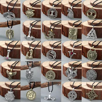 2020 Šiaurės Vikingų Vyrų Karoliai Moterų Slavų Simbolis Amuletai Kolovrat Antikvariniai mados Kryžiaus Plaktukas Pakabukas Vyrų Papuošalai Karoliai