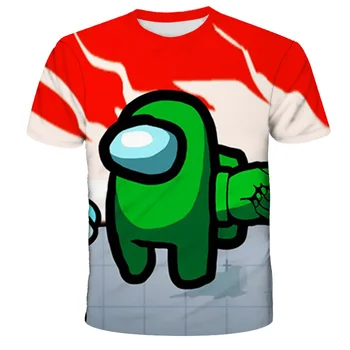 2021 naujas 3D Žaidimas Tarp Mūsų Atspausdinta marškinėliai trumpomis Rankovėmis Vaikų Berniukų, Mergaičių Atsitiktinis Viršūnes Tees Bamblys Vaikų Spalvinga Camiseta