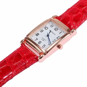 2021 Nauji Laikrodžiai Moterims Aikštėje Rose Gold Rankiniai Laikrodžiai Raudona Odos Mados Prekės ženklo Laikrodžiai Moterų Ponios Kvarcinis Laikrodis montre femme