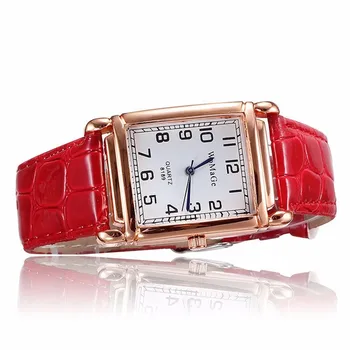 2021 Nauji Laikrodžiai Moterims Aikštėje Rose Gold Rankiniai Laikrodžiai Raudona Odos Mados Prekės ženklo Laikrodžiai Moterų Ponios Kvarcinis Laikrodis montre femme