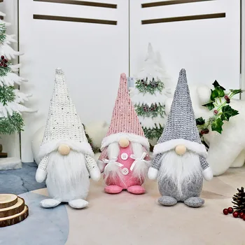2021 Naujųjų Metų Linksmų Kalėdų Pakabukas Beveidis Santa Balta Rausva Gnome Pliušinis Lėlės Papuošalų Medis Stalo Dekoracijos Vaikams, Žaislų, Dovanų