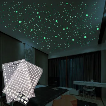 202pcs/set 3D Šviesos Žvaigždžių taškų sienų lipduko vaikų kambarys namų dekoro decal švyti tamsoje 