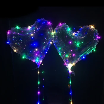 20inch Šviesos Aiškiai Burbulas Balionai Širdies Turas Star Spalvinga LED Šviesos Iki Bobo Kolbų Gimtadienio Prekių Vestuves Dekoras