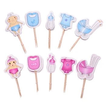 20pcs Baby Shower Cup Cake Toppers Boy&Girl Gimtadienio Mielas Apdailos Baby Shower Gimtadienio PASIDARYK pats Tortas Topper Prekes