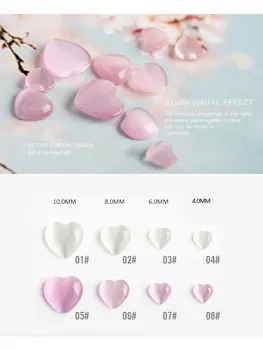 20pcs Valentino Katės akies meilė širdies Sumaišykite opal akmenys, baltos, rožinės spalvos Cirkonio nagų dailės reikmenys 