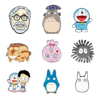 21 Modelius, Animaciją Doraemo Hayao Miyazaki Totoro Emalio Sagės, Segtukai, Moterų, Vyrų, Atvartas Apykaklės pin Sagė Dovanos