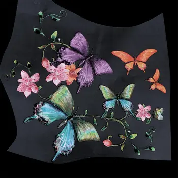 22*19.8 cm Gėlių Drugelis Pleistras Geležies Appliques T-marškinėliai, Suknelės Skalbti Šilumos Perdavimo Lipdukai Drabužius 