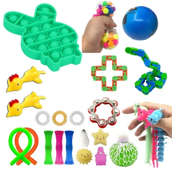 24 Pack Fidget Jutimo Žaislų Rinkinys Įtempių Žaislus Vaikams, Suaugusieji 24 Pack Fidget Jutimo Žaislų Rinkinys Įtempių Žaislai Vaikams