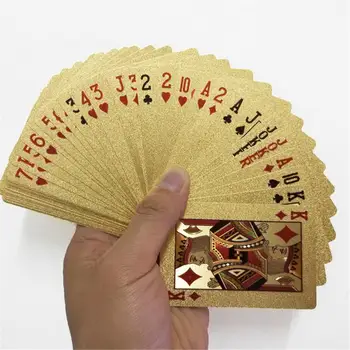24K Aukso Kortos Plastikinės Pokerio Žaidimas Denio Folija Pokers pack Magija Korteles Vandeniui Kortelę Dovanų Kolekciją Lošimų stalo Žaidimas