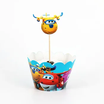 24pcs Animaciją Super Sparnus Cupcake Įpakavimo Topper Vaikams Partijos Gimtadienio Pyragas Apdaila Puodeliai (12 apsiaustas+12 topper)