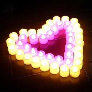 24pcs Daugkartinio naudojimo Baterija LED Flameless Žvakių Šviesa, Romantiška Spalvingas Vestuvių, Gimtadienio Amor Šviesos Lempos