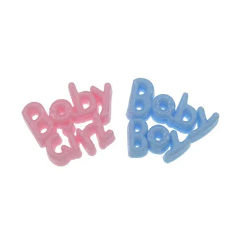 24pcs plastikinių kūdikių gril berniuko, pakabukai laišką baby shower amatų šalies stalo Dekoravimui 24 x 39mm