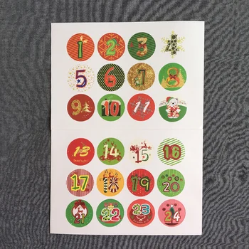 24Pcs/Set Kalėdinis Advento Kalendorius Skaičius Popierius, Lipdukas, Sausainių Saldainiai Antspaudas Lipdukai Kalėdos Šalis Dekoro 