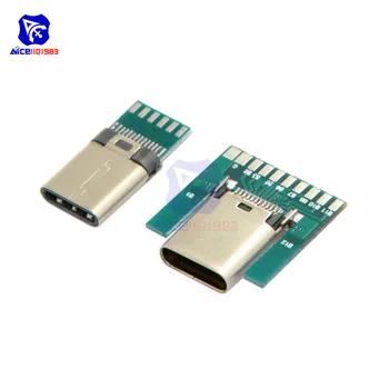 24pin USB 3.1 C Tipo Male Plug Moterų Lizdo Jungties Modulio SMT Tipas su PC Lenta