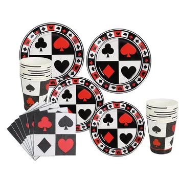 25pcs Pokerio Kortelės Modelio popieriaus Šiaudų kazino Šalis Dekoro Magas Rodo, Las Vegasas Teminius gimtadienio dekoro geriamojo šiaudų