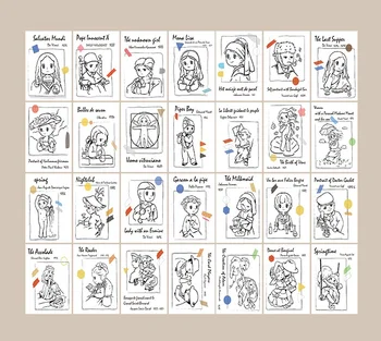 28 Lapų/Set Mielas Tapybos Kolekciją Lomo Kortelės Animacinių Filmų Mini Atvirukas Pranešimą Kortelės Kalėdų Dovanos
