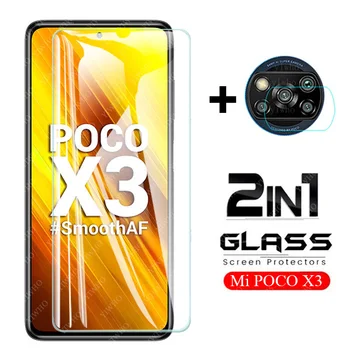 2in1 Hd Grūdintas Stiklas apie Xiaomi Poco X3 Screen Protector Kameros Objektyvo Stiklas Filmas Xiaomi Xiomi Mi Poco X3 NFC Kino Stiklo