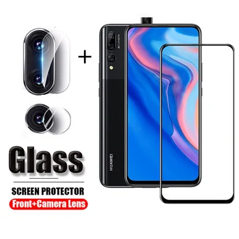 2in1 Kamera Raštas Stiklo Huawei Y9 Premjero 2019 Screen Protector, Grūdintas Apsauginis Stiklas ant huawei y9 premjero y9prime 2019