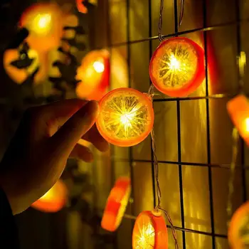 2M Kalėdų Eglutė LED Citrinų, Apelsinų Skiltelės Styginių Šviesos Kieme Vestuvių Namų Šaliai Miegamasis Prekių baterijomis, Lempos, String