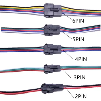 2pin 3pin 4pin 5pin 6pin led vielos jungtis Vyrų/moterų DĻSV SM Plug Elektroninių Jungtis Vielos kabelis, led šviesos Vairuotojo VAIZDO