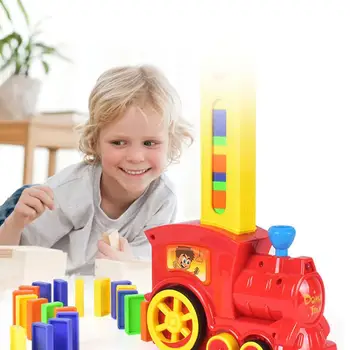 2Types Elektros Domino Traukinių, Automobilių, Transporto priemonės Modelis Stebuklinga Automatinė Nustatyti Spalvingas Plastiko Domino Žaislai Juguetes Švietimo Žaislai