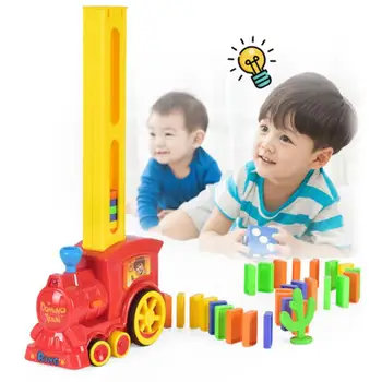 2Types Elektros Domino Traukinių, Automobilių, Transporto priemonės Modelis Stebuklinga Automatinė Nustatyti Spalvingas Plastiko Domino Žaislai Juguetes Švietimo Žaislai