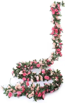 2vnt 2.2 m 45heads Netikrą Rožių Vynuogių Girliandą Dirbtinės Gėlės, Augalai Kabinti Vestuvių Namuose Namas Šaliai Sodo Amatų, Meno Dekoro