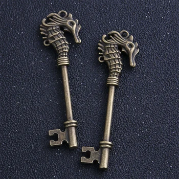 2vnt 20*68mm Antikvariniai bronzos Spalvos Hippocampal raktų pakabukai Tinka Juvelyrikos Priėmimo Pakabukai