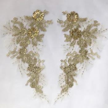 2vnt 3D Gėlės Blizgučiai Išsiuvinėti Pleistras Vestuvių Vakaro Aprangos 