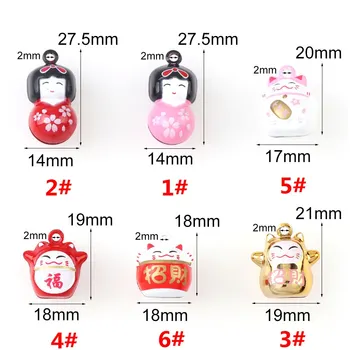 2vnt 6 Dizaino Geležies Gražių Animacinių filmų Katės Kimono Mergina Atidaryti Varpai Pakabukas, Rankų darbo Partijos Kalėdų 