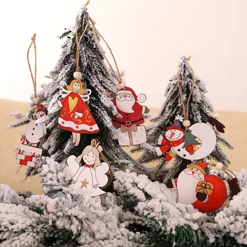 2vnt Animacinių filmų Mediniai Skraidymas Santa Claus ir Kalėdų Pakabukas Kalėdų Medžio Kabantys Papuošalai vitrinos Šalis Dekoro Vaikų Žaislas