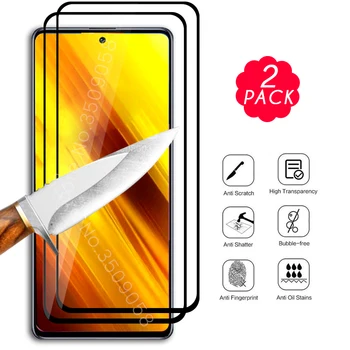 2VNT Apsauginis Stiklas Xiaomi POCO X3 X 3 NFC POCOX3 Screen Protector, Pilnas draudimas Grūdintas Stiklas Ant Pocophone X3 X3 Priekiniai Filmą