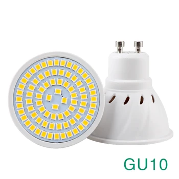 2vnt/Daug GU10 E27 LED Lemputės Lemputė LED lemputė 220V 240V 2835 SMD 48 60 80 LED Prožektorius Lampada Bombillas Patalpų Apšvietimas