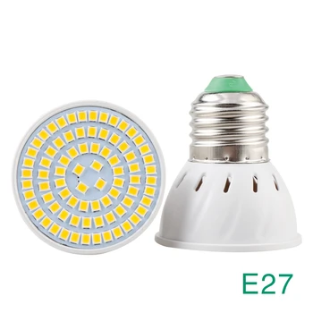 2vnt/Daug GU10 E27 LED Lemputės Lemputė LED lemputė 220V 240V 2835 SMD 48 60 80 LED Prožektorius Lampada Bombillas Patalpų Apšvietimas