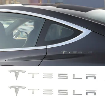2vnt/komplektas Automobilio Duris Skiltyje Ramstis Logotipo Lipdukas Apdailos Ketvirtį Langą Emblema Optikos Reikmenys Tesla Model S 