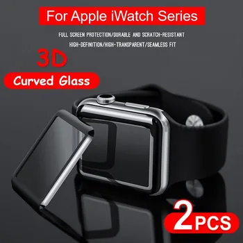 2vnt Naujos Grūdintas Stiklas iWatch SE 6 40 44mm 3D Full Lenktas Screen Protector For Apple Žiūrėti Serijos 6 5 4 3 2 1 38 42MM Filmas