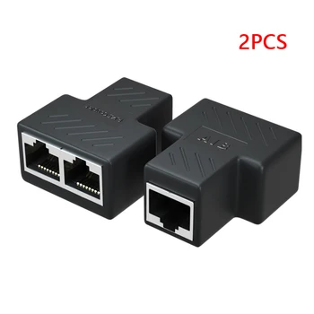 2vnt nuo 1 iki 2 Būdais Ethernet RJ45 Female Kabelio Adapteris, Splitter Jungtis Maršrutizatorių, Nešiojamas PC IP Kamera, TV Box