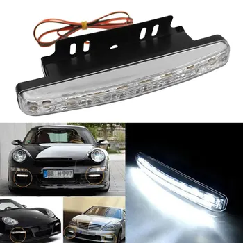 2VNT/Set Automobilių Šviesos 8 LED DRL Automobilio Automatinis Šviesos Šaltinis Rūko Vairavimo Vasaros Dienos Veikia Šviesos diodų (LED) Balta Žibintas