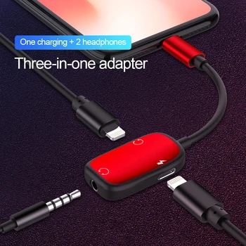 3 1 Audio Adapteris įkrovimo Kabelis, Ausines Lizdas laisvų rankų įranga 8 Pin 3.5 mm Ausinių splitter Už iPhone12 XS X 7 8 plius Aux