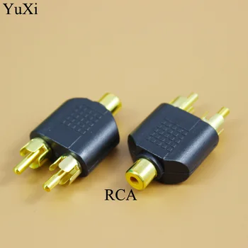 3.5 mm/6.35 Moteris 2 RCA Male F/M arba M/F Male Jack 2 Dual RCA Female Kištuko AV Stereo Audio Adapteris Y Plug Splitter Jungtis