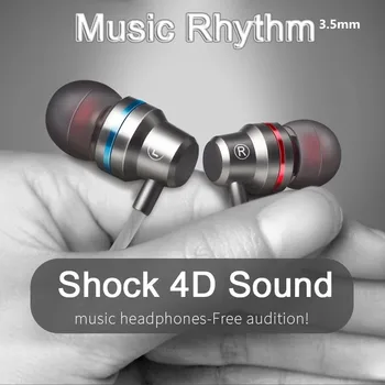 3.5 mm, metalo ausinės 4D žemų dažnių garsiakalbis ausinių HIFI DJ ausines in-ear ausinės su mikrofonu išmaniųjų telefonų
