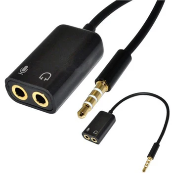 3,5 mm Mikrofono Garso Lizdas Ausinių Mikrofonas Y Splitter Cable Konverteris Adapteris Dauguma Smartphonach