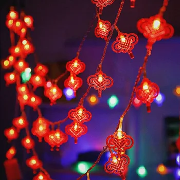 3/6M Fu Raudonųjų Žibintų Kinijos Mazgas LED String Žibintai su baterijomis, Kinų Vestuvių Papuošalai Kinų naujieji Metai Apdaila 2021