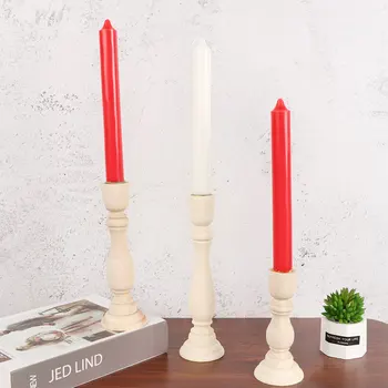 3 Dydžių Žvakių Laikikliai Retro Unpainted Medienos Klasikinis Amatų Žvakių Laikikliai Vestuves Namų Dekoracijos