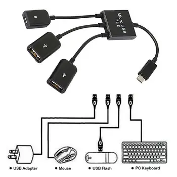 3 In1 Micro USB OTG Uosto Žaidimas Pelės, Klaviatūros Adapteris Kabelio 