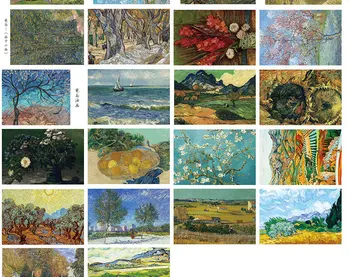 30 Lapų/Set Van Gogh aliejaus tapybai Atvirukas/atvirukas/Žinutė Kortelės/Gimtadienio Laiško Voką, Dovanų Kortelės Dviejų dydžių