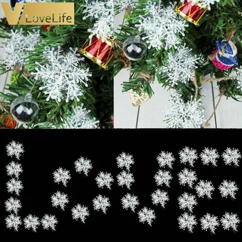 30pcs/daug 11CM Kalėdų Ornamentu Baltos Snaigės Plastiko Kalėdų Sonwflake Medžio Šalis Pakabukas Apdaila