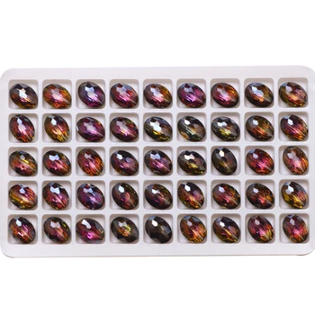 30pcs Natūralaus Akmens Karoliukai, Juodos 9x12mm Briaunuotas Stiklas Ovalo formos Karoliukai, Padengti Kristalų Papuošalai 